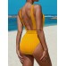 Women Knitted Jacquard Wide Straps Backless One Piece Swimwear with Belt