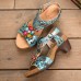  Genuine Leather Casual Bohemian Sequins T  Strap Heeled Sandals