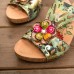  Genuine Leather Casual Bohemian Sequins T  Strap Heeled Sandals