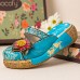  Handmade Leather Comfort Floral Holiday Platform Sandals