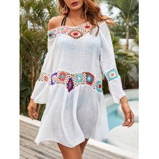 Summer Floral Pattern V  Neck Dress Cover Ups Swimsuit